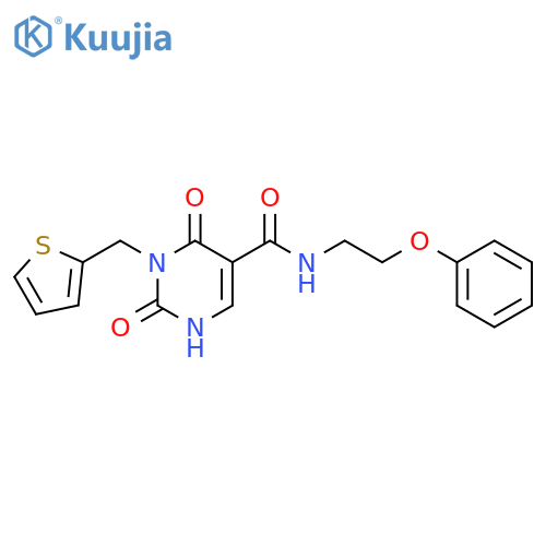 2,4-dioxo-N-(2-phenoxyethyl)-3-(thiophen-2-yl)methyl-1,2,3,4-tetrahydropyrimidine-5-carboxamide structure