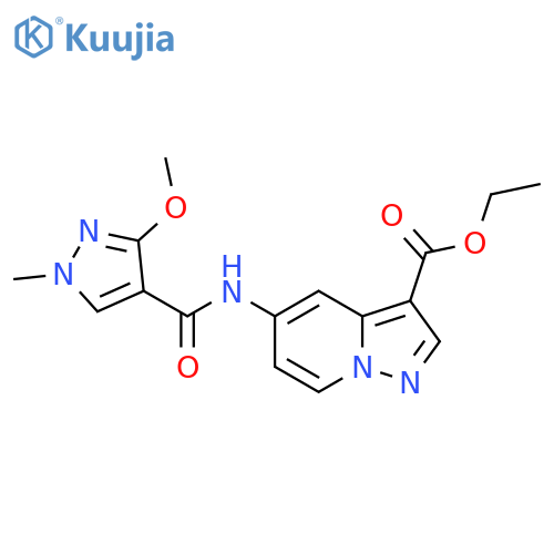 ethyl 5-(3-methoxy-1-methyl-1H-pyrazole-4-amido)pyrazolo[1,5-a]pyridine-3-carboxylate structure