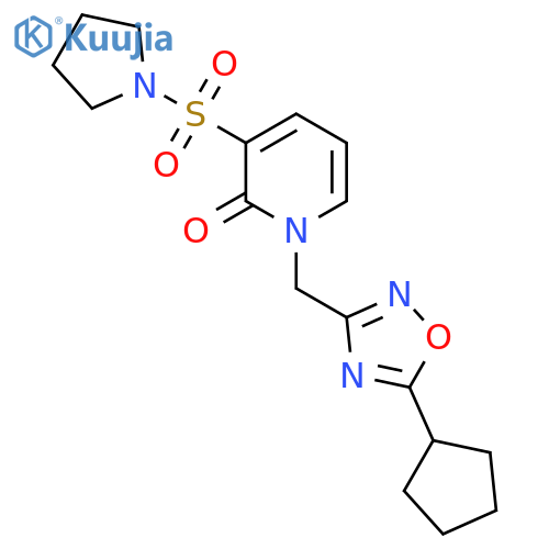 1-(5-cyclopentyl-1,2,4-oxadiazol-3-yl)methyl-3-(pyrrolidine-1-sulfonyl)-1,2-dihydropyridin-2-one structure