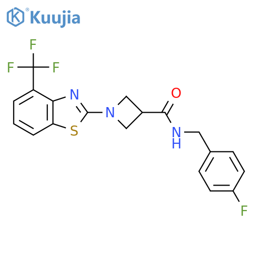 N-(4-fluorophenyl)methyl-1-4-(trifluoromethyl)-1,3-benzothiazol-2-ylazetidine-3-carboxamide structure