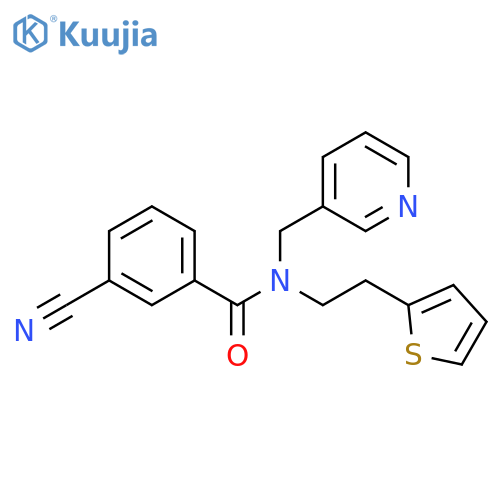 3-cyano-N-(pyridin-3-yl)methyl-N-2-(thiophen-2-yl)ethylbenzamide structure