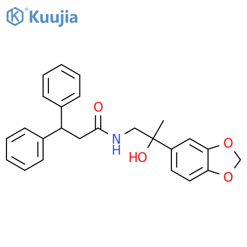 N-2-(2H-1,3-benzodioxol-5-yl)-2-hydroxypropyl-3,3-diphenylpropanamide structure