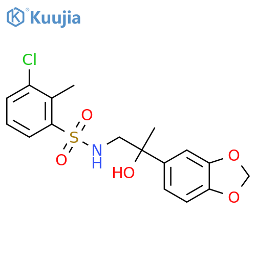 N-2-(2H-1,3-benzodioxol-5-yl)-2-hydroxypropyl-3-chloro-2-methylbenzene-1-sulfonamide structure