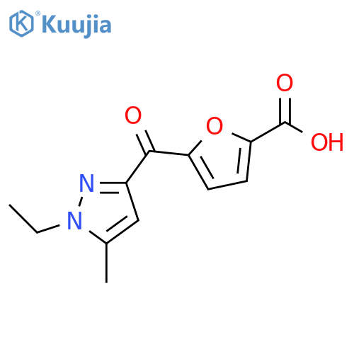 5-(1-Ethyl-5-methyl-1H-pyrazole-3-carbonyl)-furan-2-carboxylic acid structure