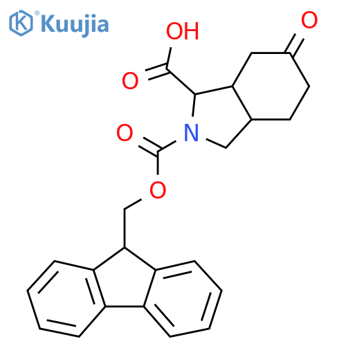 2-[(9H-fluoren-9-ylmethoxy)carbonyl]-6-oxo-octahydro-1H-isoindole-1-carboxylic acid structure