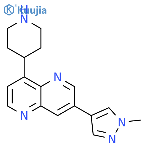 3-(1-methyl-1H-pyrazol-4-yl)-8-(piperidin-4-yl)-1,5-naphthyridine hydrochloride structure