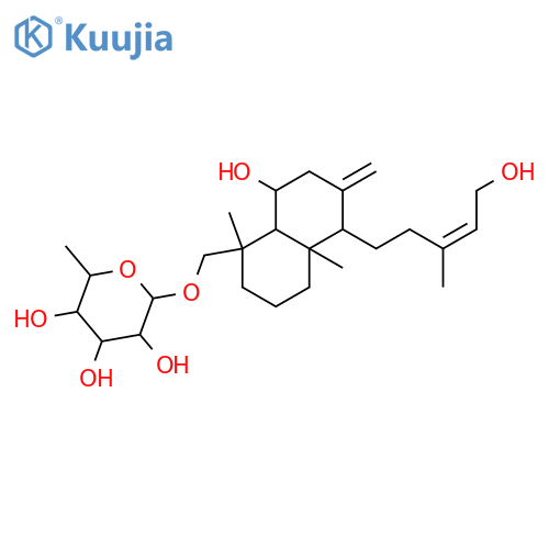 α-L-Mannopyranoside, [(1R,4aR,5S,8S,8aR)-decahydro-8-hydroxy-5-[(3E)-5-hydroxy-3-methyl-3-penten-1-yl]-1,4a-dimethyl-6-methylene-1-naphthalenyl]methyl 6-deoxy- structure