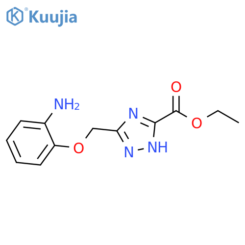 5-(2-Amino-phenoxymethyl)-2H-[1,2,4]triazole-3-carboxylic acid ethyl ester structure