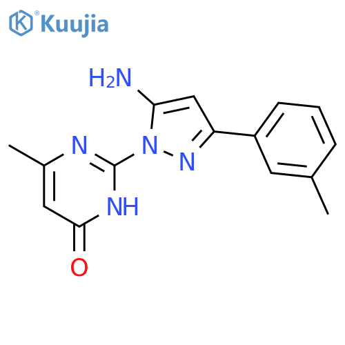 2-(5-Amino-3-m-tolyl-pyrazol-1-yl)-6-methyl-3H-pyrimidin-4-one structure