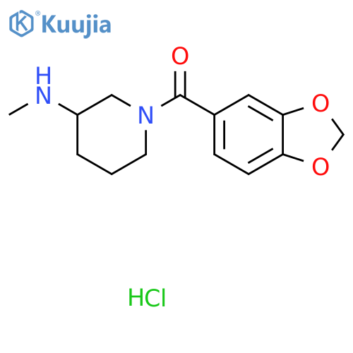 Benzo[d][1,3]dioxol-5-yl(3-(methylamino)piperidin-1-yl)methanone hydrochloride structure