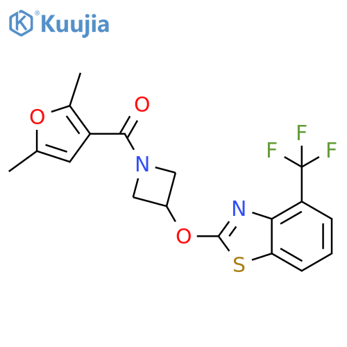 2-{[1-(2,5-dimethylfuran-3-carbonyl)azetidin-3-yl]oxy}-4-(trifluoromethyl)-1,3-benzothiazole structure