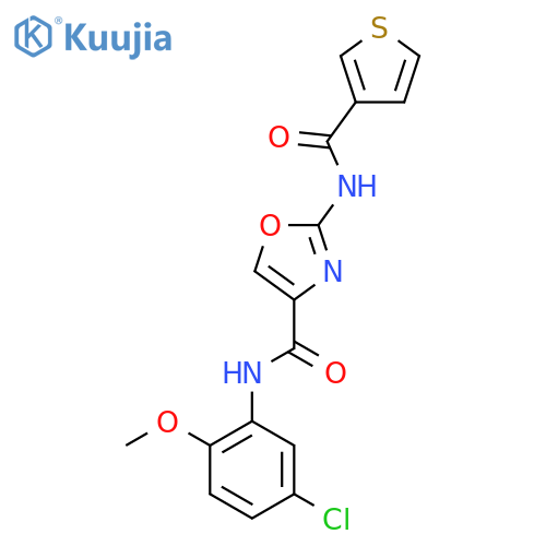 N-(5-chloro-2-methoxyphenyl)-2-(thiophene-3-amido)-1,3-oxazole-4-carboxamide structure
