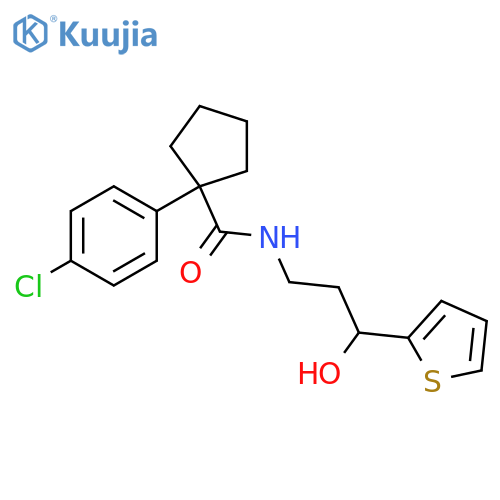 1-(4-chlorophenyl)-N-3-hydroxy-3-(thiophen-2-yl)propylcyclopentane-1-carboxamide structure