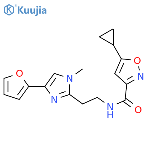 5-cyclopropyl-N-{2-[4-(furan-2-yl)-1-methyl-1H-imidazol-2-yl]ethyl}-1,2-oxazole-3-carboxamide structure