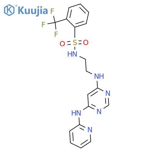 N-[2-({6-[(pyridin-2-yl)amino]pyrimidin-4-yl}amino)ethyl]-2-(trifluoromethyl)benzene-1-sulfonamide structure