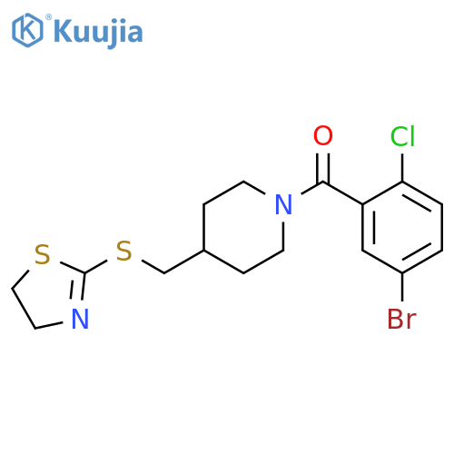 1-(5-bromo-2-chlorobenzoyl)-4-[(4,5-dihydro-1,3-thiazol-2-ylsulfanyl)methyl]piperidine structure