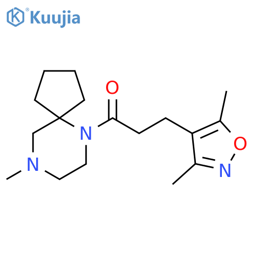 3-(3,5-dimethyl-1,2-oxazol-4-yl)-1-{9-methyl-6,9-diazaspiro[4.5]decan-6-yl}propan-1-one structure