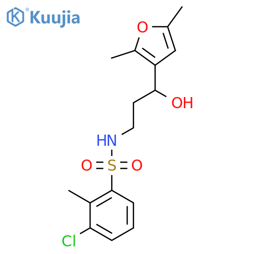 3-chloro-N-3-(2,5-dimethylfuran-3-yl)-3-hydroxypropyl-2-methylbenzene-1-sulfonamide structure