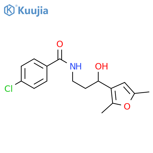 4-chloro-N-[3-(2,5-dimethylfuran-3-yl)-3-hydroxypropyl]benzamide structure