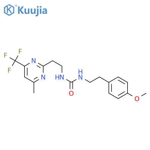1-[2-(4-methoxyphenyl)ethyl]-3-{2-[4-methyl-6-(trifluoromethyl)pyrimidin-2-yl]ethyl}urea structure