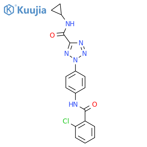 2-[4-(2-chlorobenzamido)phenyl]-N-cyclopropyl-2H-1,2,3,4-tetrazole-5-carboxamide structure