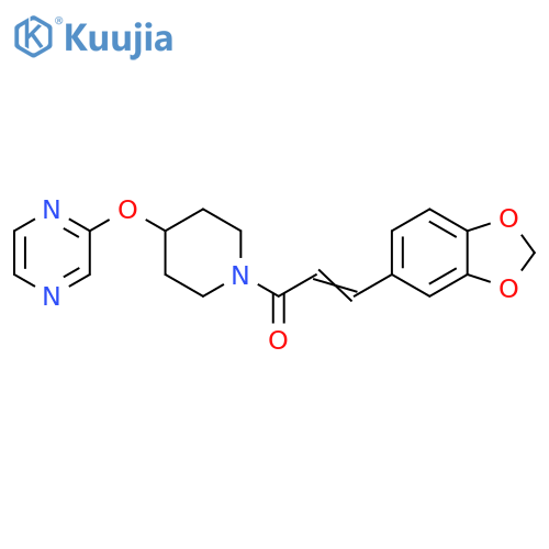 (2E)-3-(2H-1,3-benzodioxol-5-yl)-1-[4-(pyrazin-2-yloxy)piperidin-1-yl]prop-2-en-1-one structure