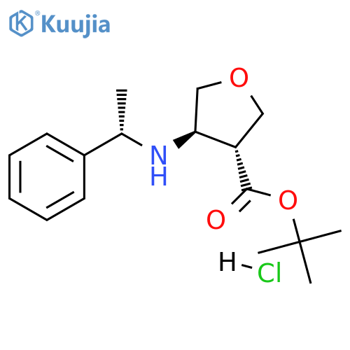 tert-butyl trans-4-[[(1S)-1-phenylethyl]amino]tetrahydrofuran-3-carboxylate;hydrochloride structure
