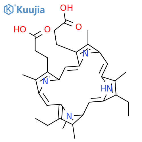 21H,23H-Porphine-2,18-dipropanoicacid, 8,13-diethyl-3,7,12,17,23-pentamethyl- (9CI) structure