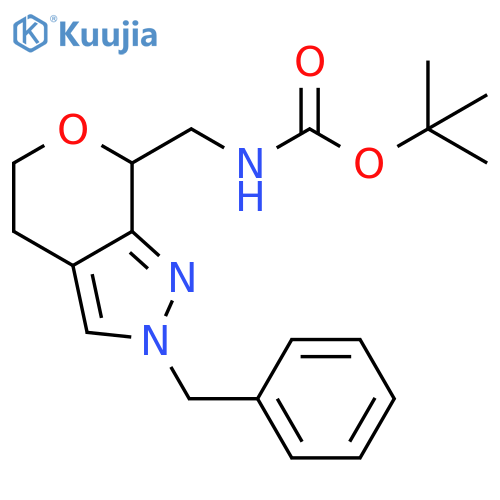 tert-butyl ((2-benzyl-2,4,5,7-tetrahydropyrano3,4-cpyrazol-7-yl)methyl)carbamate structure