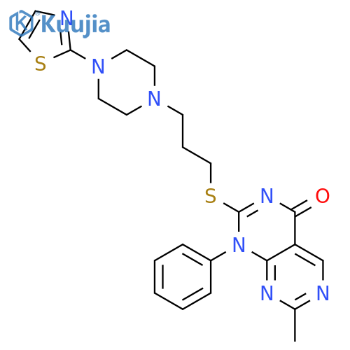 Pyrimido[4,5-d]pyrimidin-4(1H)-one,7-methyl-1-phenyl-2-[[3-[4-(2-thiazolyl)-1-piperazinyl]propyl]thio]- structure
