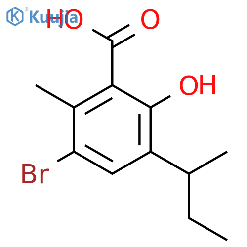 Benzoic acid, 3-bromo-6-hydroxy-2-methyl-5-(1-methylpropyl)- structure