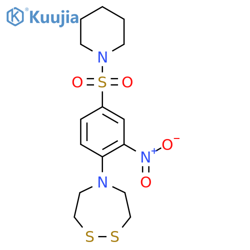 5-[2-Nitro-4-(piperidine-1-sulfonyl)phenyl]-1,2,5-dithiazepane structure
