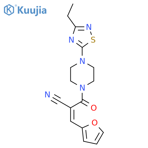 (Z)-2-[4-(3-Ethyl-1,2,4-thiadiazol-5-yl)piperazine-1-carbonyl]-3-(furan-2-yl)prop-2-enenitrile structure