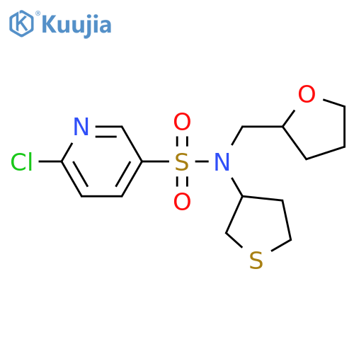 6-chloro-N-[(oxolan-2-yl)methyl]-N-(thiolan-3-yl)pyridine-3-sulfonamide structure