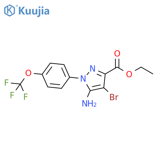 Ethyl 5-amino-4-bromo-1-[4-(trifluoromethoxy)phenyl]pyrazole-3-carboxylate structure