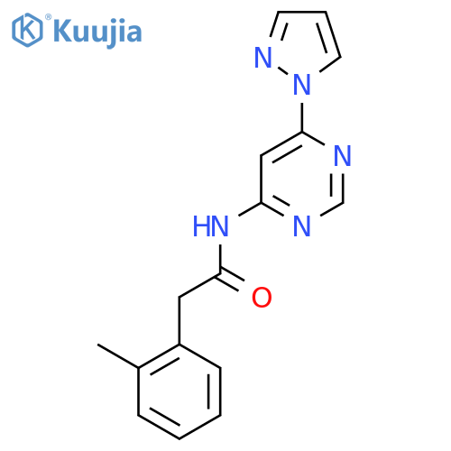 2-(2-methylphenyl)-N-6-(1H-pyrazol-1-yl)pyrimidin-4-ylacetamide structure