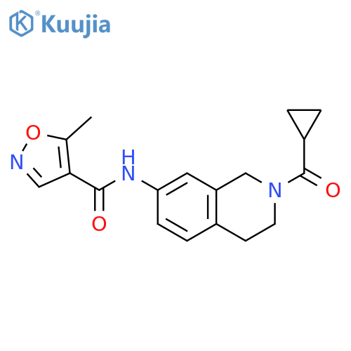 N-(2-cyclopropanecarbonyl-1,2,3,4-tetrahydroisoquinolin-7-yl)-5-methyl-1,2-oxazole-4-carboxamide structure