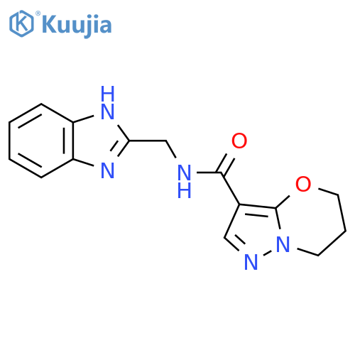 N-(1H-1,3-benzodiazol-2-yl)methyl-5H,6H,7H-pyrazolo3,2-b1,3oxazine-3-carboxamide structure