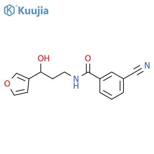 3-cyano-N-3-(furan-3-yl)-3-hydroxypropylbenzamide structure