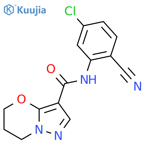 N-(5-chloro-2-cyanophenyl)-5H,6H,7H-pyrazolo3,2-b1,3oxazine-3-carboxamide structure