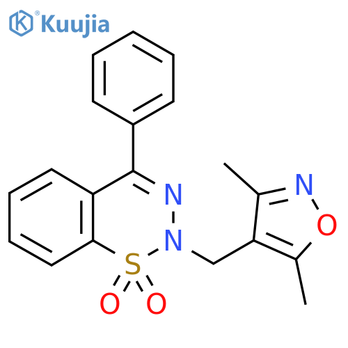2-(3,5-dimethyl-1,2-oxazol-4-yl)methyl-4-phenyl-2H-1lambda6,2,3-benzothiadiazine-1,1-dione structure