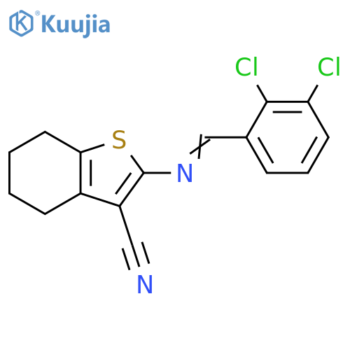 2-(E)-(2,3-dichlorophenyl)methylideneamino-4,5,6,7-tetrahydro-1-benzothiophene-3-carbonitrile structure