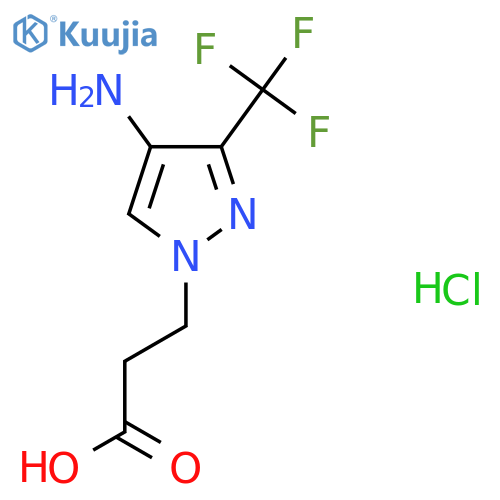 3-[4-Amino-3-(trifluoromethyl)pyrazol-1-yl]propanoic acid;hydrochloride structure