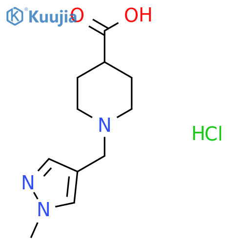 1-(1-methyl-1H-pyrazol-4-yl)methylpiperidine-4-carboxylic acid hydrochloride structure
