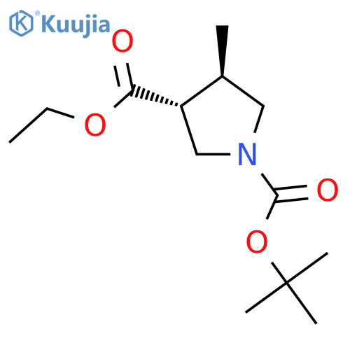 O1-tert-butyl O3-ethyl (3R,4R)-4-methylpyrrolidine-1,3-dicarboxylate structure