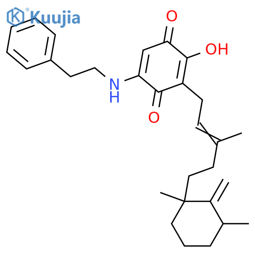 2,5-Cyclohexadiene-1,4-dione,3-[(2E)-5-[(1R,3R)-1,3-dimethyl-2-methylenecyclohexyl]-3-methyl-2-penten-1-yl]-2-hydroxy-5-[(2-phenylethyl)amino]- structure