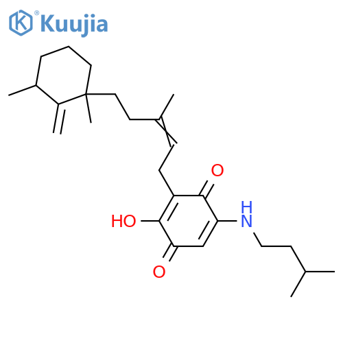 2,5-Cyclohexadiene-1,4-dione,3-[(2E)-5-[(1R,3R)-1,3-dimethyl-2-methylenecyclohexyl]-3-methyl-2-penten-1-yl]-2-hydroxy-5-[(3-methylbutyl)amino]- structure