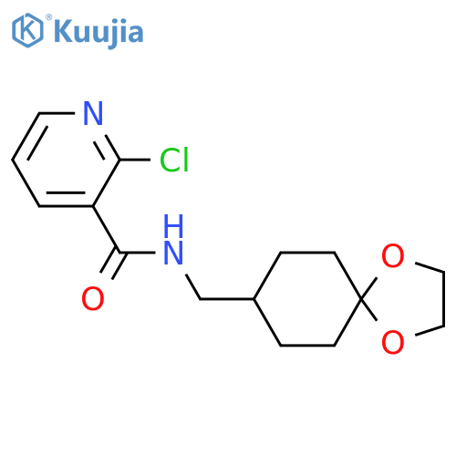 2-chloro-N-({1,4-dioxaspiro4.5decan-8-yl}methyl)pyridine-3-carboxamide structure