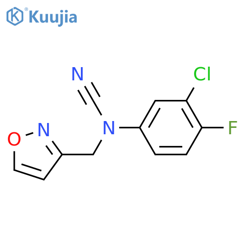 (3-Chloro-4-fluorophenyl)-(1,2-oxazol-3-ylmethyl)cyanamide structure