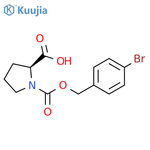 (2S)-1-{(4-bromophenyl)methoxycarbonyl}pyrrolidine-2-carboxylic acid structure